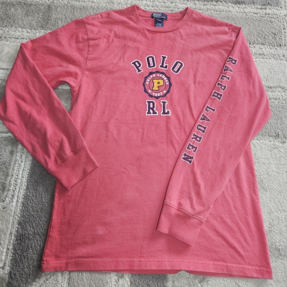 Ralph Lauren Pink Crewneck Cotton Tee with Polo Label